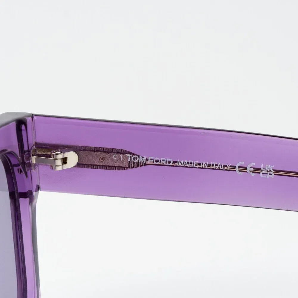 Tom Ford FAUSTO Men Sunglasses Transparent Violet Square FT0711/S 81Y BRAND NEW